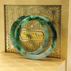 White Dark Green Floating Jade Bangle JB007