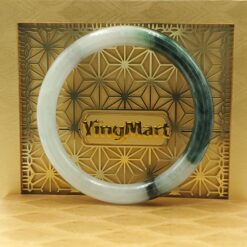 White Dark Green Black Jade Bangle JB004