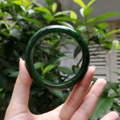 Alternative view of Dark Green Jade Bangle JB018