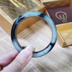 Green White Black Jade Bangle JB022
