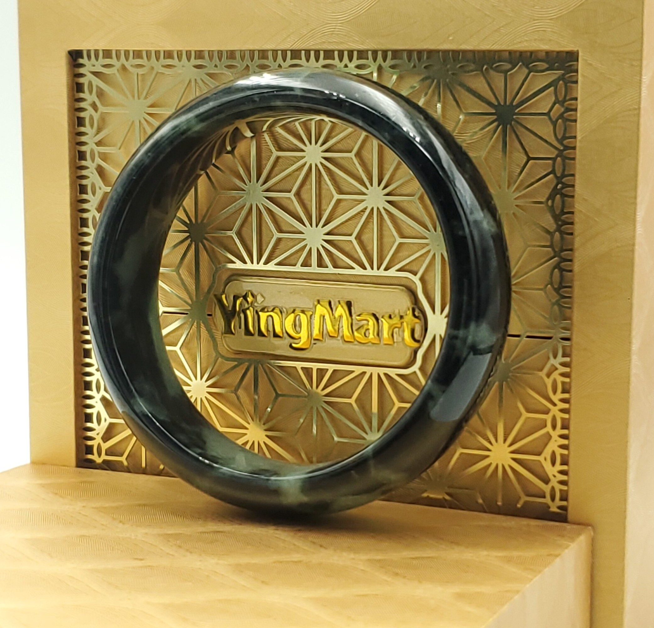 Green White Black Jade Bangle JB022