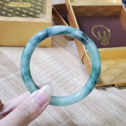 Alternative view of Green White Black Jade Bangle JB025