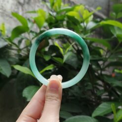 Alternative view of Light Green Green Black Jade Bangle JB021