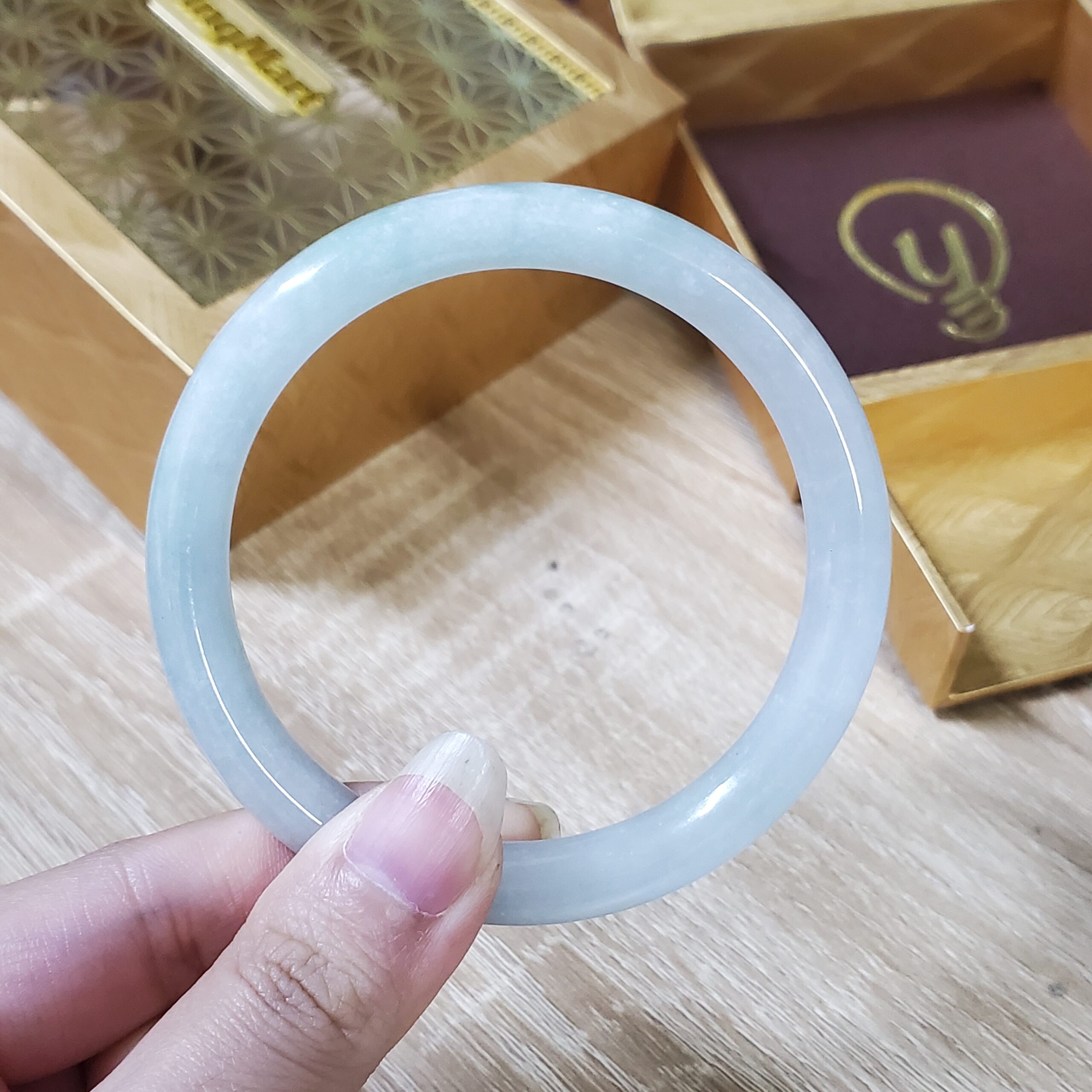 Light Purple Light Green Jade Bangle JB016 - Image 7