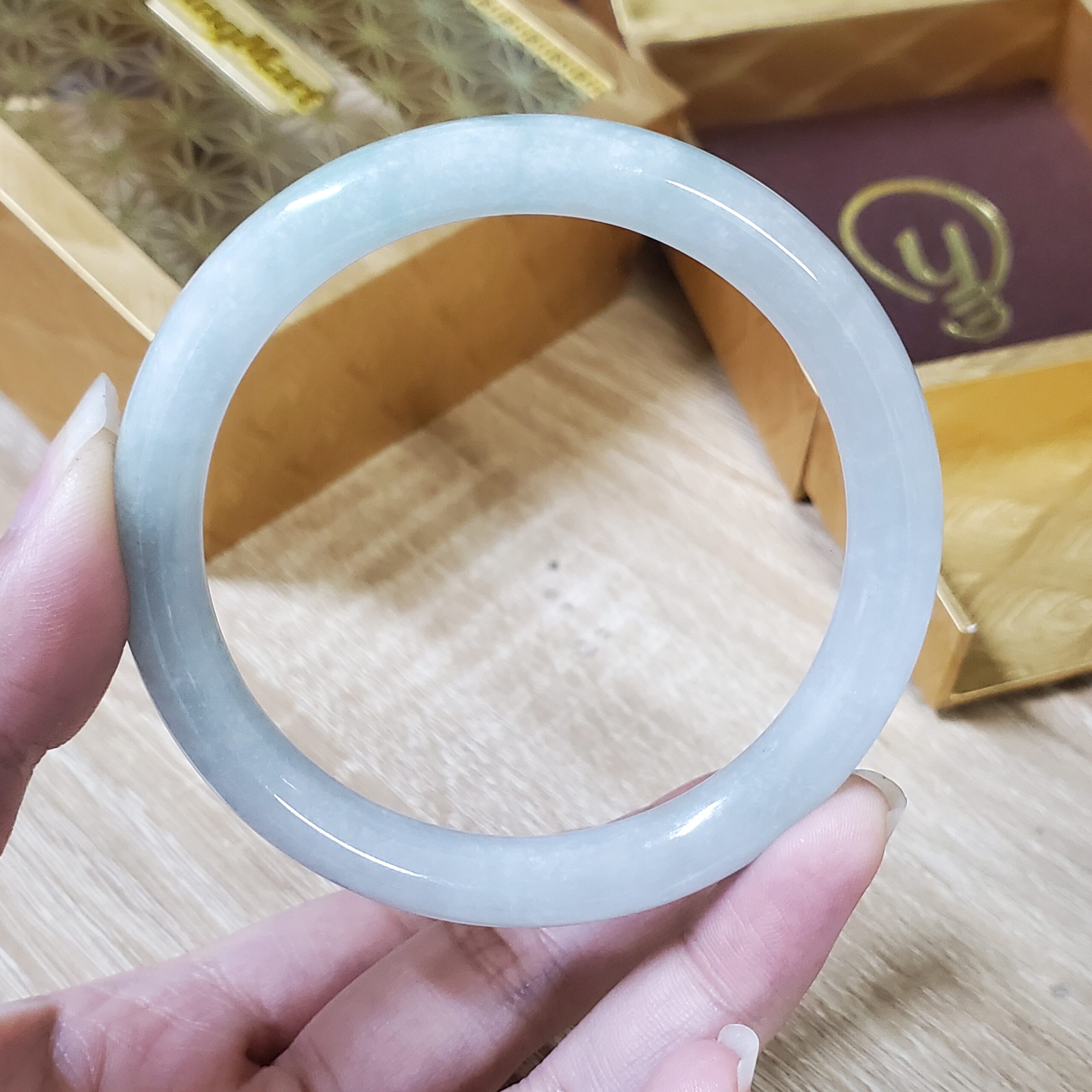 Light Purple Light Green Jade Bangle JB016 - Image 8