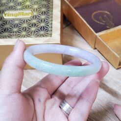Alternative view of Light Purple Light Green Jade Bangle JB029
