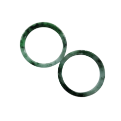 White Dark Green Floating Jade Bangle JB007