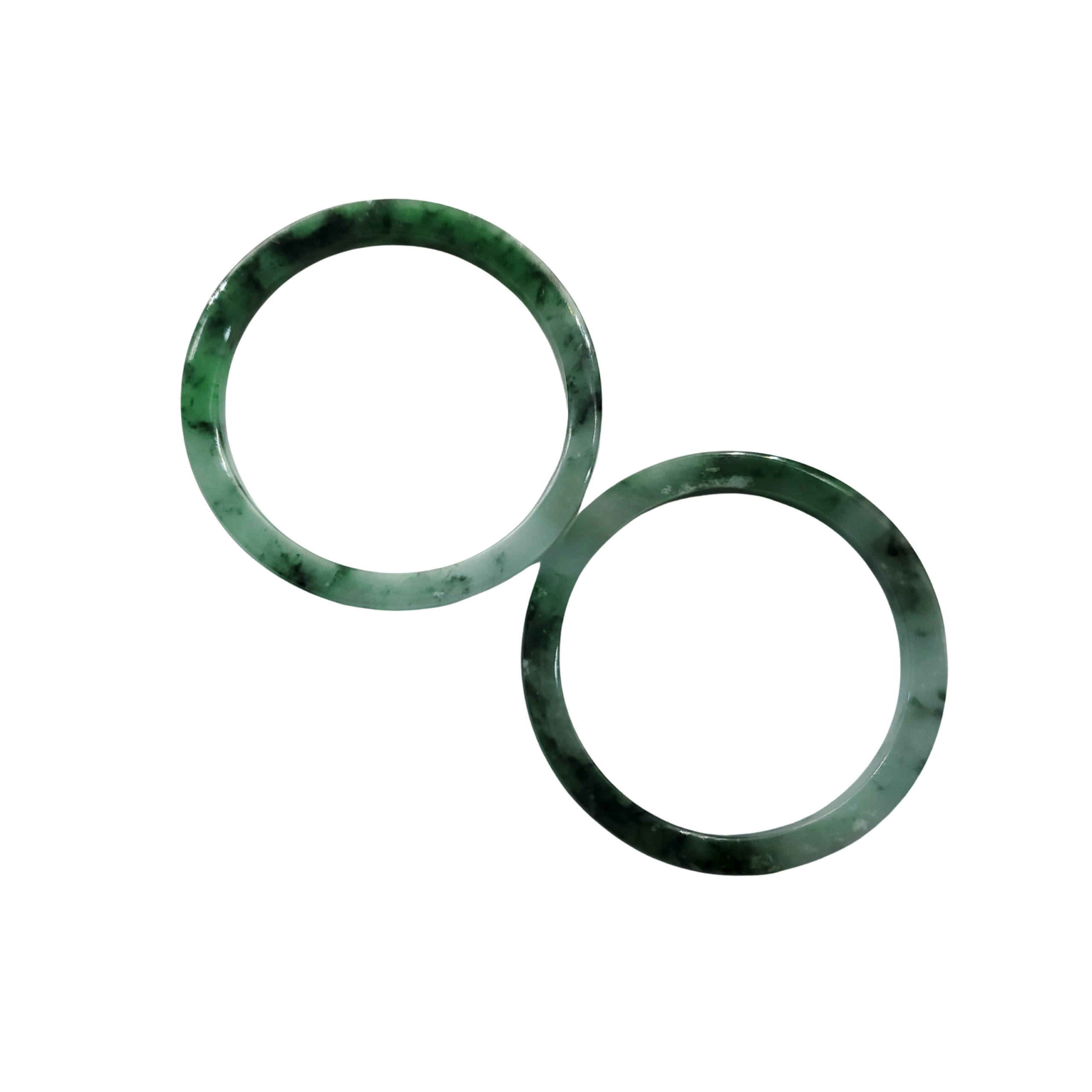 White Dark Green Floating Jade Bangle Jb007