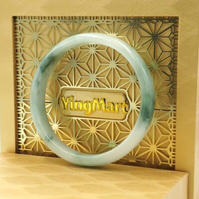 White Floating Black Green Jade Bangle JB017
