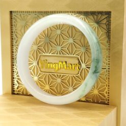 White Floating Green Jade Bangle JB003