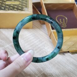 White Green Black Jade Bangle JB013