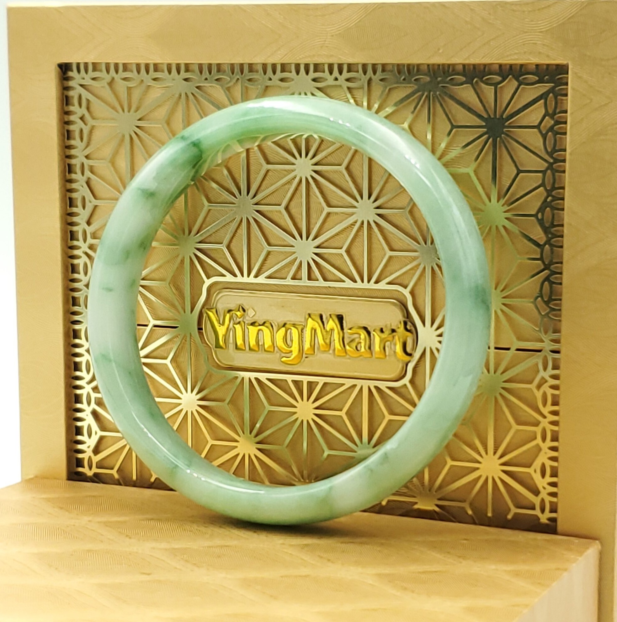 White Green Jade Bangle JB027