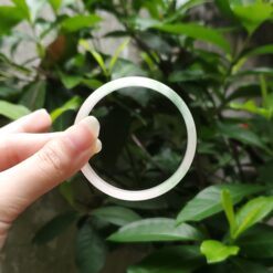 Alternative view of White Green Jade Bangle JB034