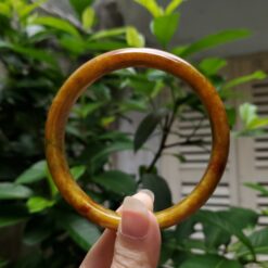 Alternative view of Yellow Orange Brown Jade Bangle JB006
