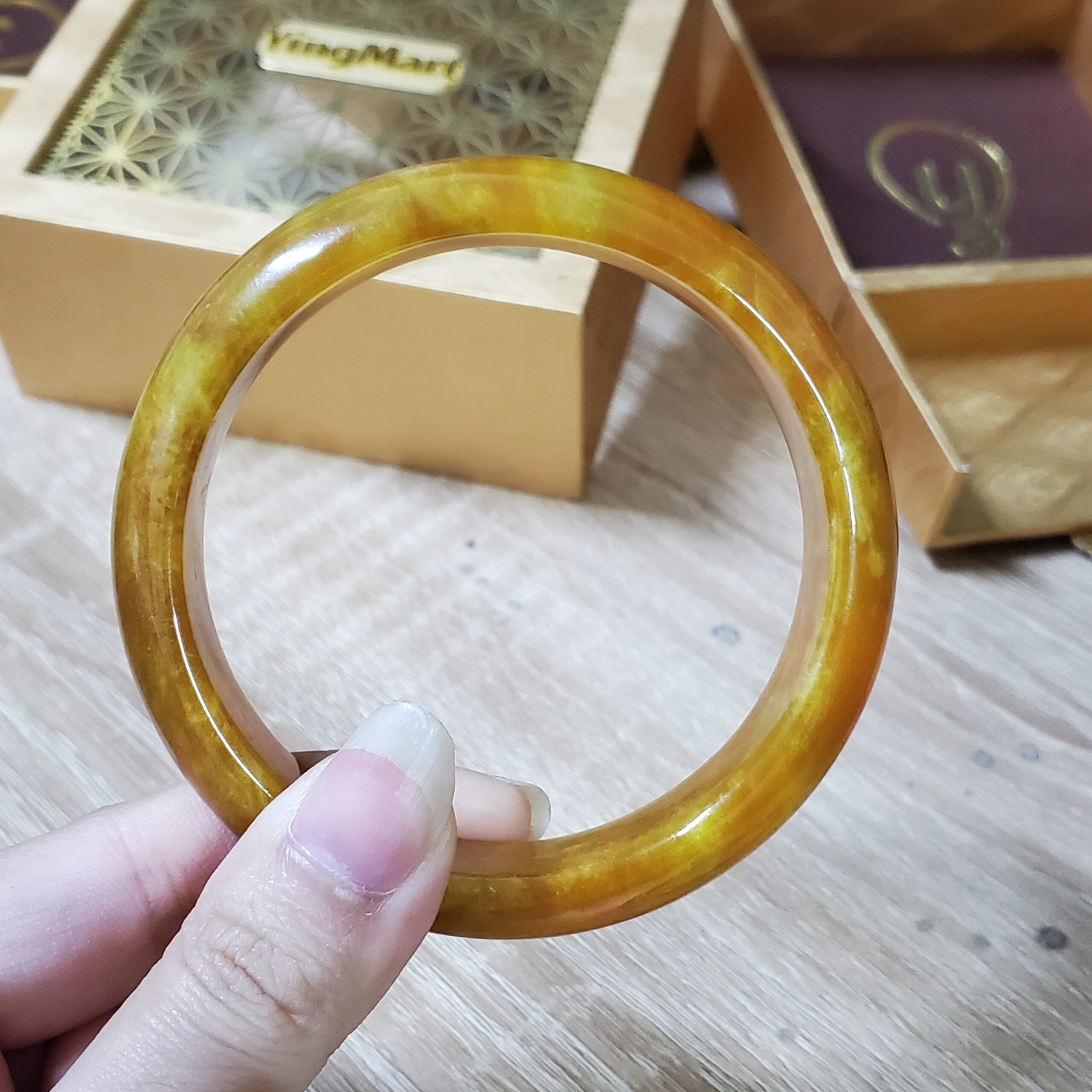 Yellow Orange Brown Jade Bangle Jb008