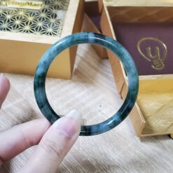 Alternative view of Dark Green Black Jade Bangle JB068