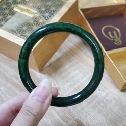 Alternative view of Dark Green Floating Jade Bangle JB093