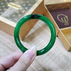 Alternative view of Green Black Jade Bangle JB091