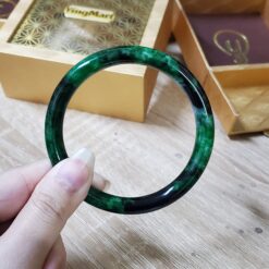Alternative view of Green Dark Green Jade Bangle JB073