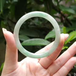 Alternative view of Green White Jade Bangle JB039