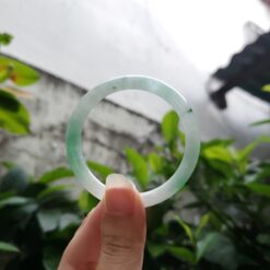 Alternative view of Green White Jade Bangle JB040