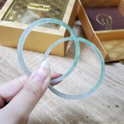 Alternative view of Green White Jade Bangle JB042