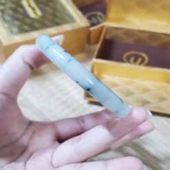 Alternative view of Grey White Green Jade Bangle JB046