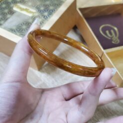 Alternative view of Orange Brown Jade Bangle JB094