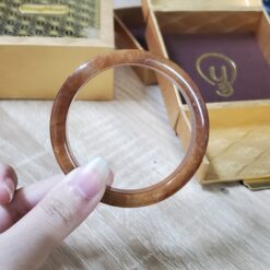 Alternative view of Orange Jade Bangle JB071