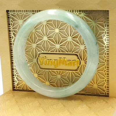 White Blue Floating Jade Bangle JB047