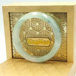 White Blue Floating Jade Bangle JB047