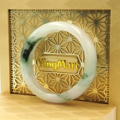 White Dark Green Jade Bangle JB037