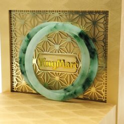 White Floating Green Black Jade Bangle JB053