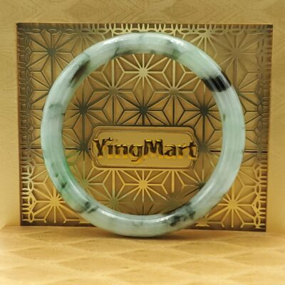 White Green Floating Jade Bangle JB054
