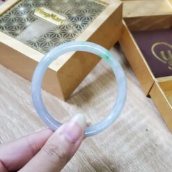 Alternative view of White Green Jade Bangle JB100