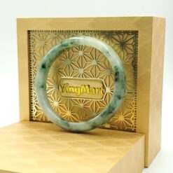White Grey Floating Jade Bangle JB072
