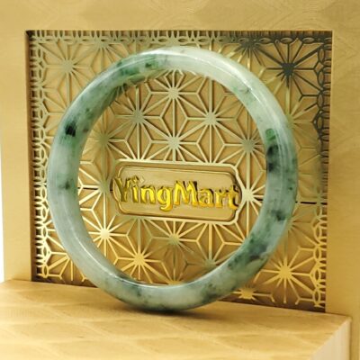 White Grey Floating Jade Bangle JB072