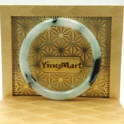 White Light Green Black Jade Bangle JB043