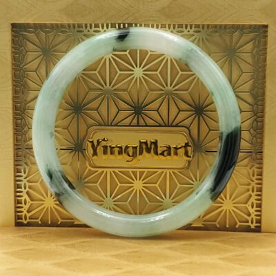 White Light Green Black Jade Bangle JB043