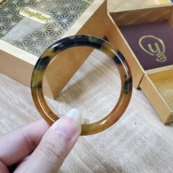 Alternative view of Yellow Floating Black Jade Bangle JB090
